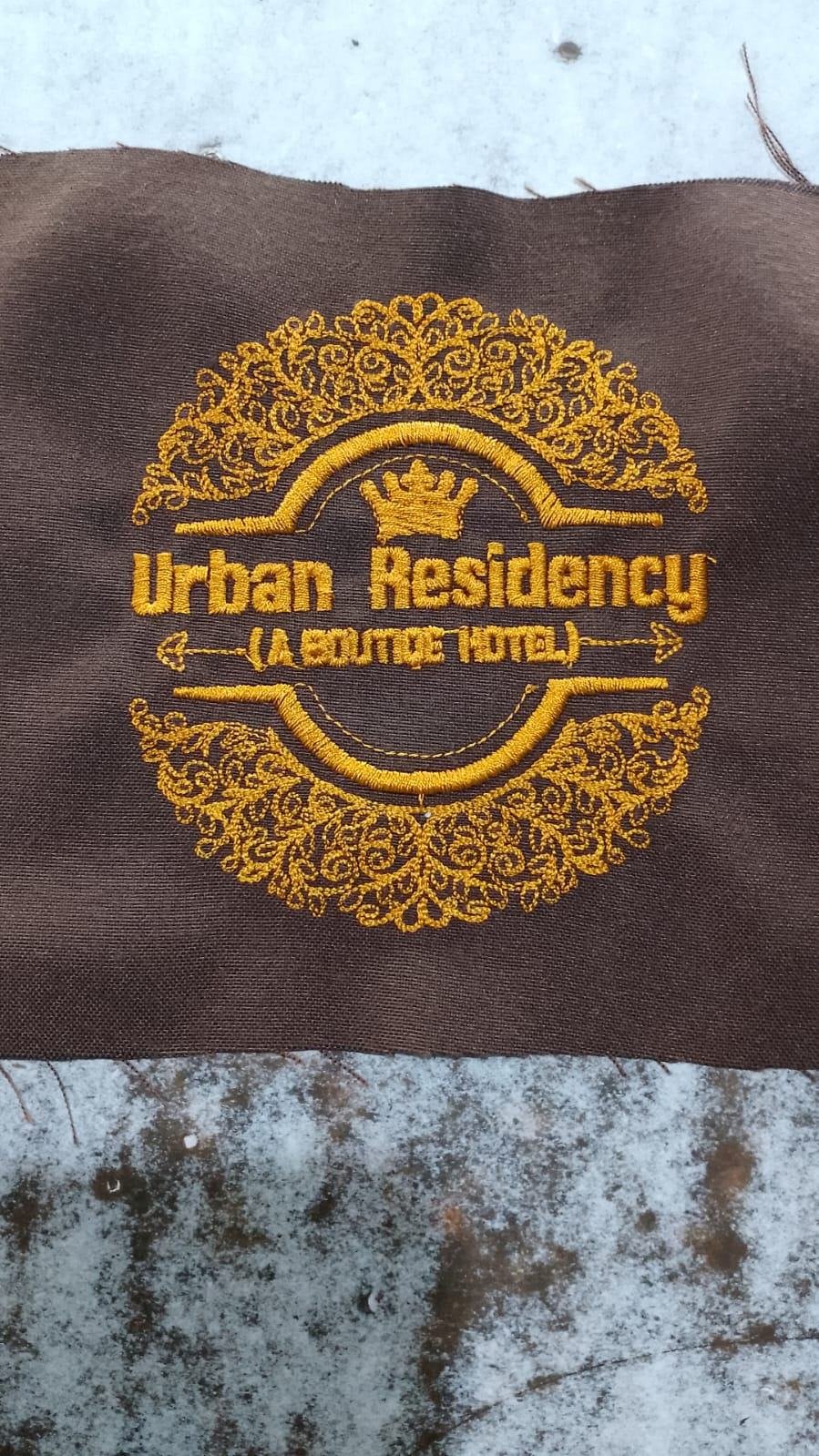 Gold logo embroidery